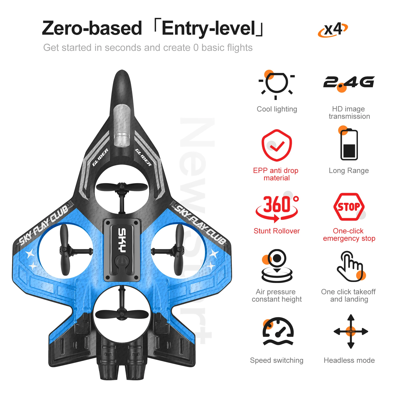 New remote-controlled glider, gravity sensing stunt foam aircraft, dazzling lights, rechargeable anti-drop drone, children's toy