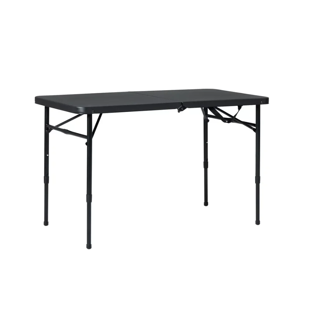 

Mainstays 40"L x 20"W Plastic Adjustable Height Fold-in-Half Folding Table, Rich Black