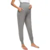 Spring Maternity Women's Casual Pants Premama Solid High Waist Strechy Lounge Trousers For Pregnant Women Joggers With Pockets 2