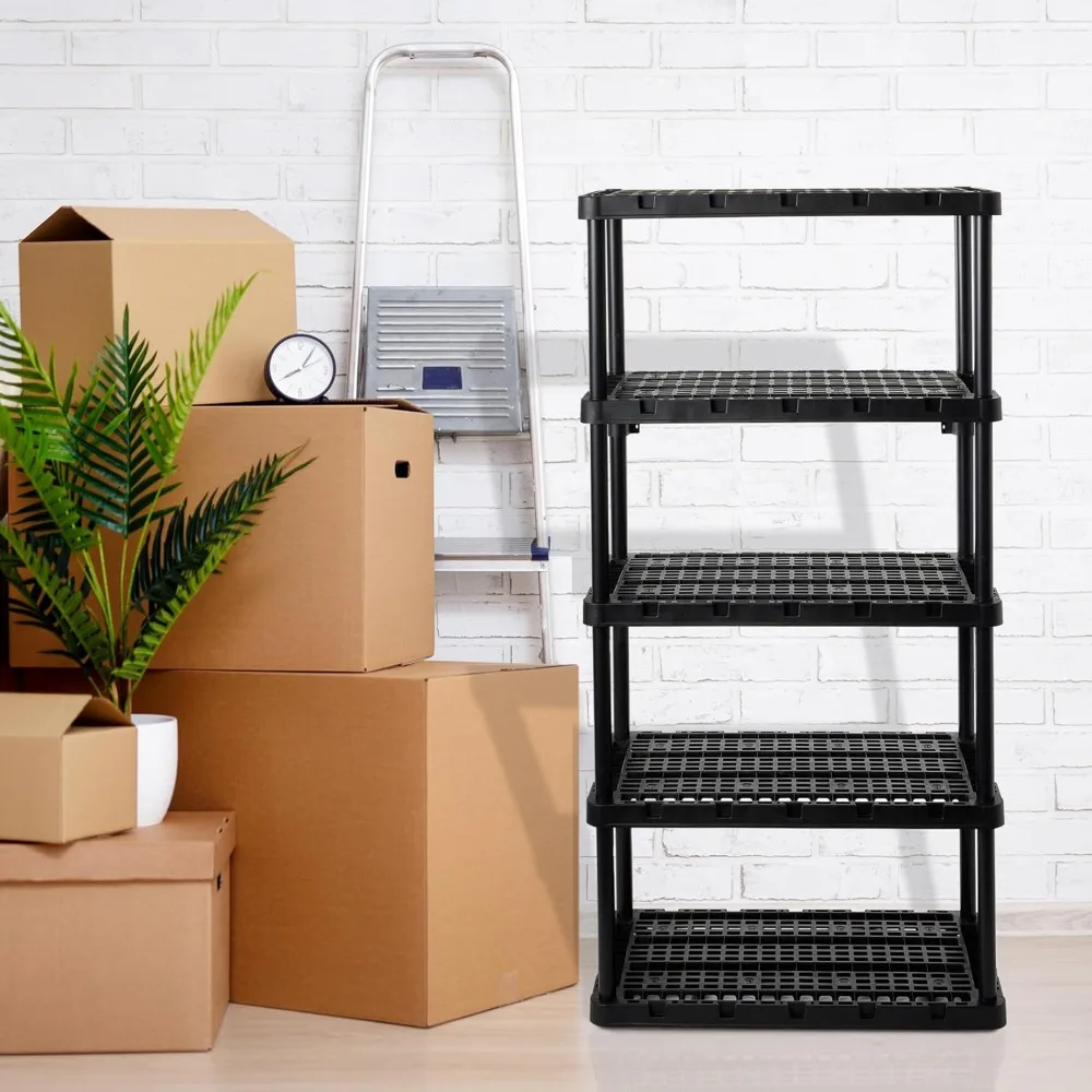 5 Shelf Knect-A-Shelf Ventilated Heavy Duty Storage Unit Organizer System for Home, Garage, Basement & Laundry 5