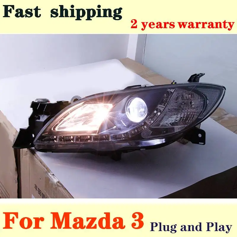 

Car Styling For Mazda 3 LED 2006-2012 Headlight Mazda3 Headlights LED DRL Lens Double Beam H7 HID Xenon Bi Xenon Lens Assembly