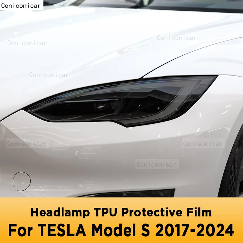 

Тонировка для автомобильной фары TESLA Model S 2017-2024, Черная защитная пленка, виниловая защита, прозрачная наклейка из ТПУ, аксессуары