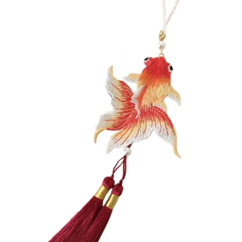 

Fast Reach Vintage Tassels Pendant Embroidered Fish Decoration Car Hanging Ornament