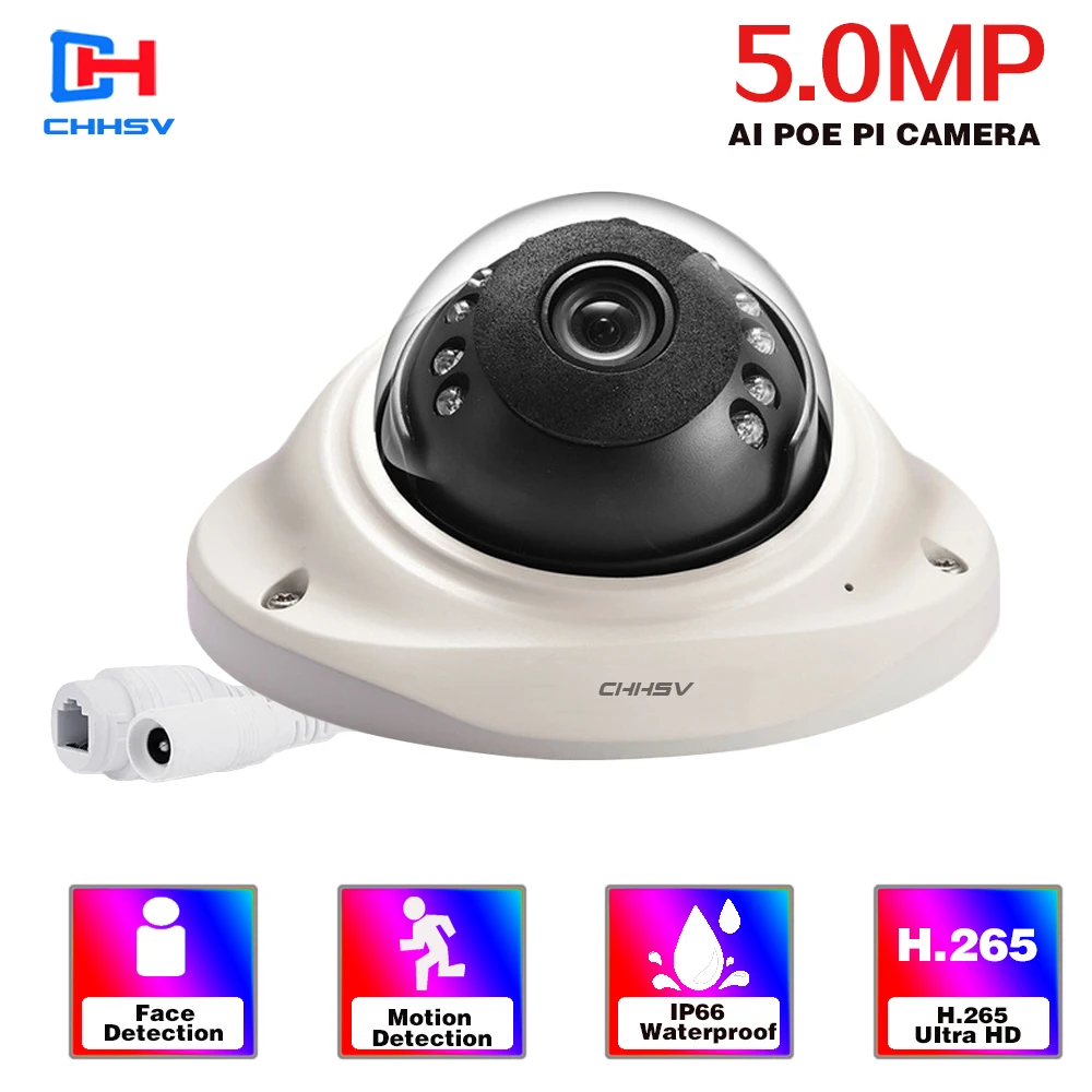 CHHSV 5MP Motion Detection POE IP Camera Bullet CCTV 5.0 for NVR System Waterproof Outdoor Night Vision |