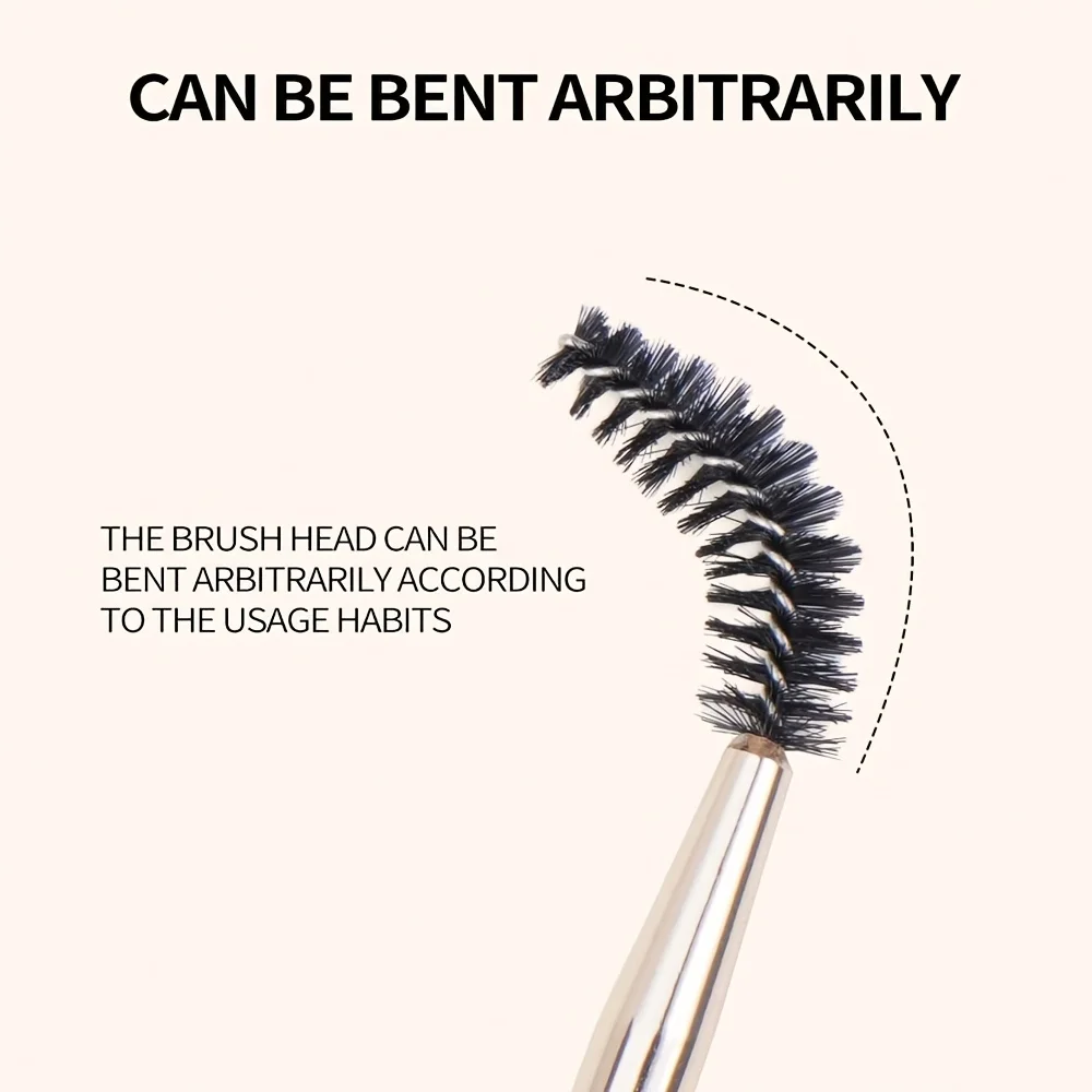 1PCS Dual-Ended Brow Brushes - Vegan Nylon & Golden Handle, Travel-Friendly Micro-Fine Bristles (Beginners & Pros)