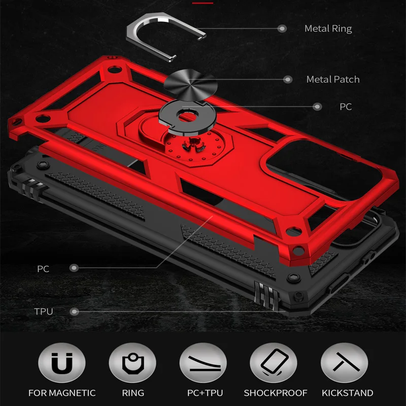 Durable Shockproof Armor Phone Case with Metal Ring Stand
