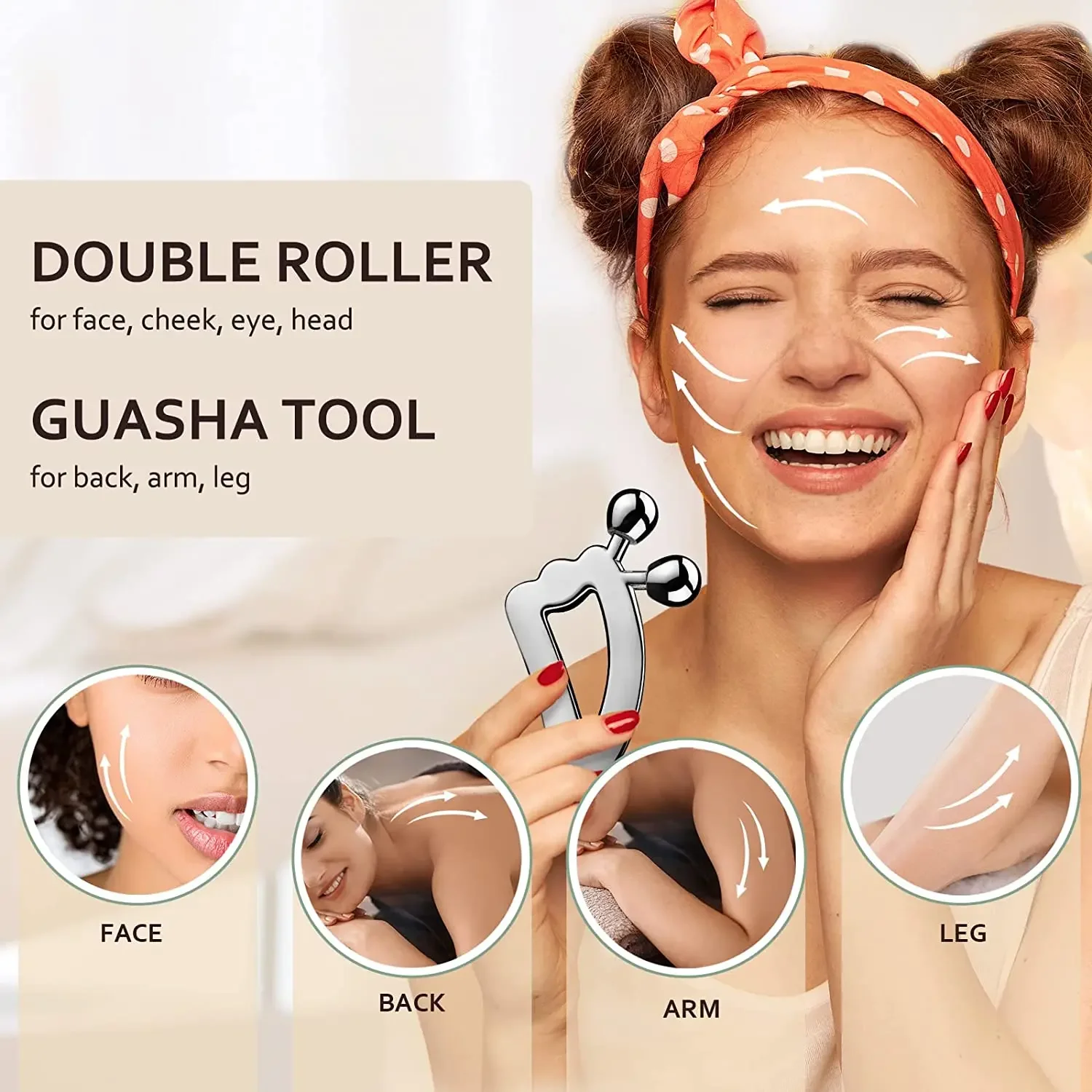 Gua Sha Massage Tool with Roller Ball Scraper Facial Massage Gua Sha Tool Body Massage Roller Face Lift Skin Tightening Tools