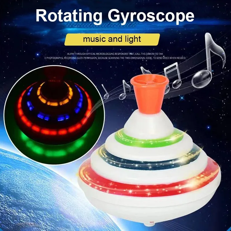 Classic Spinning Tops Toy Press Rotate Sound Light Music Gyroscope Music Light Gyro Toys With LED Flash Light For Children Kid 3