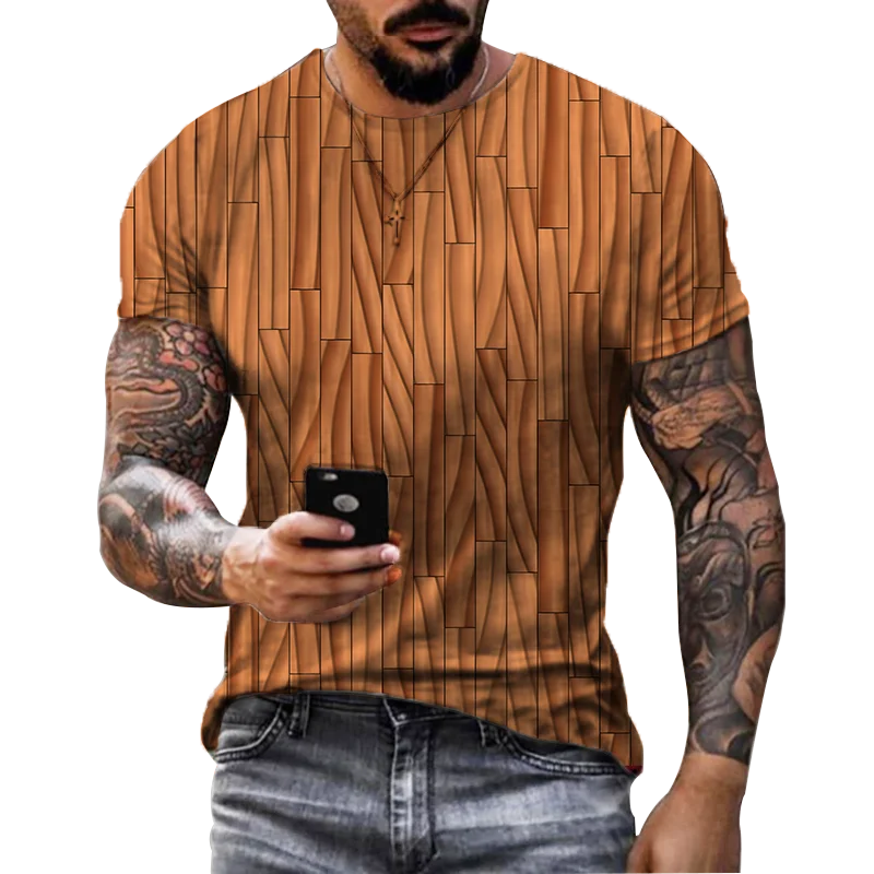 Charming temperament men's T-shirt coffee color imitation sweater texture short sleeved mature men's casual T-shirt round neck