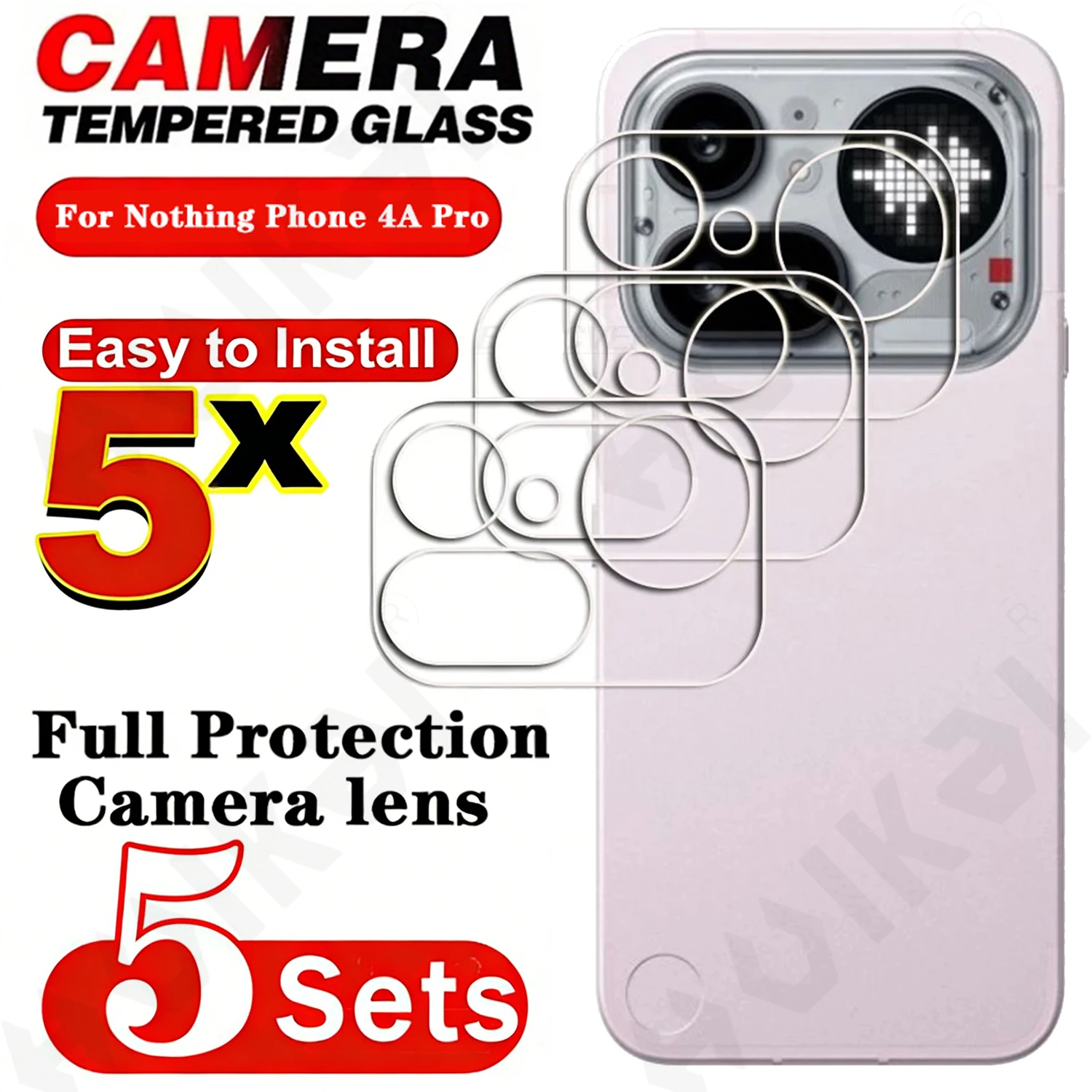5 Pack Premium Camera Lens Protector Glass with Metal Frame