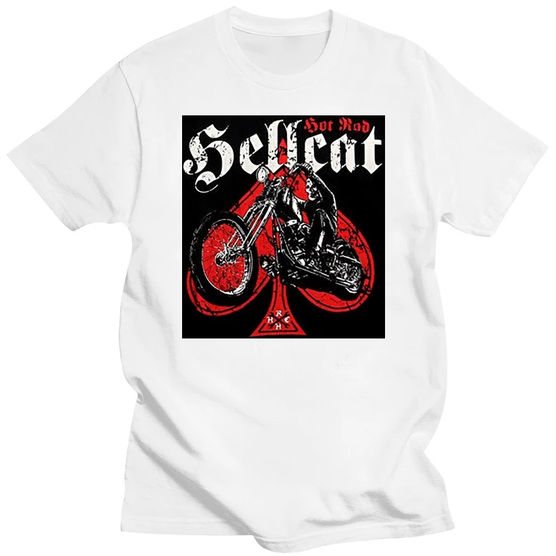 2019 New Brand Hot Hotrod Hellcat Herren Skull Biker T-Shirt.Tattoo,Biker,Oldschool, Maglietta Stile Rockabily