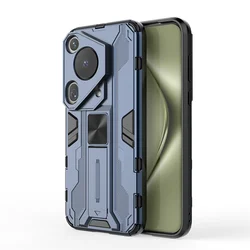 Shockproof Armor Phone Case with Camera Lens Protection and Stand Holder - Pura 70 Pro (Blue)