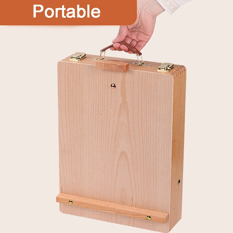 Portable Adjustable Wooden Sketchbox Tabletop Art Easel Desktop Travel Suitcase Storage Painting Tools Artist kids Art Supplies