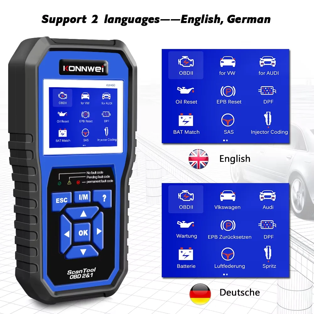 2025 KONNWEI KW450 Professional OBD2 Diagnostic scanner for VW for AUDI for SEAT for SKODA,with 9 Special Function 4