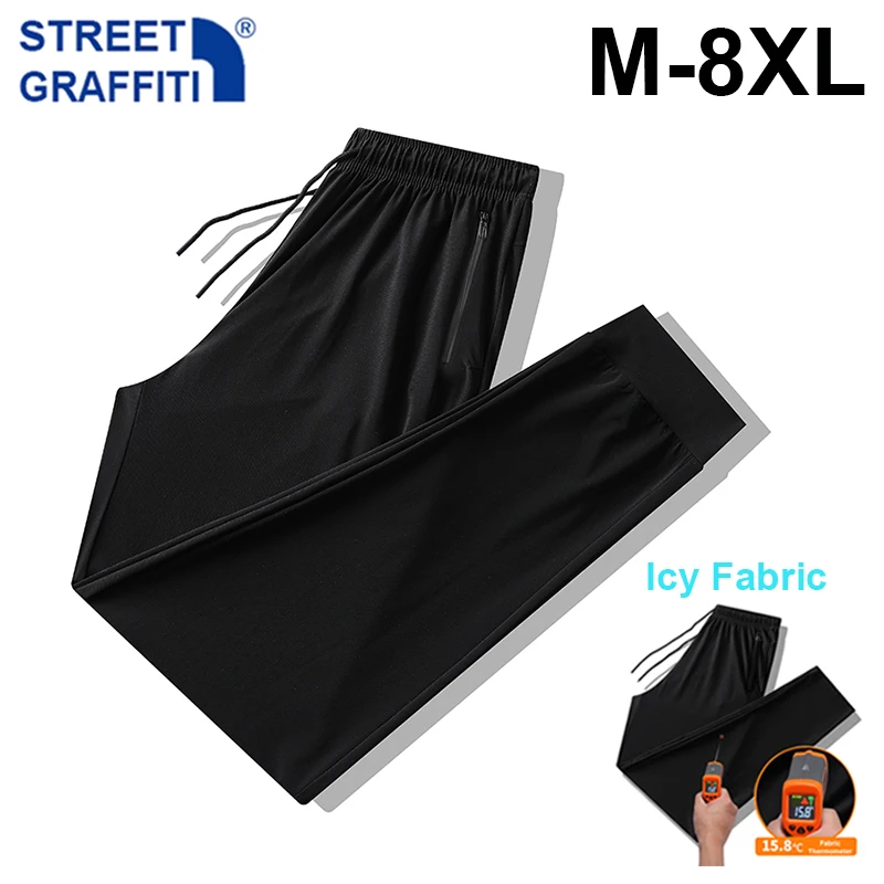 Casual Sports Pants New Summer Men Pants Joggers Fitness Casual Quick Dry Sweatpants Pants Male Breathable Lightweight Tie Feet Elasticity Trousers