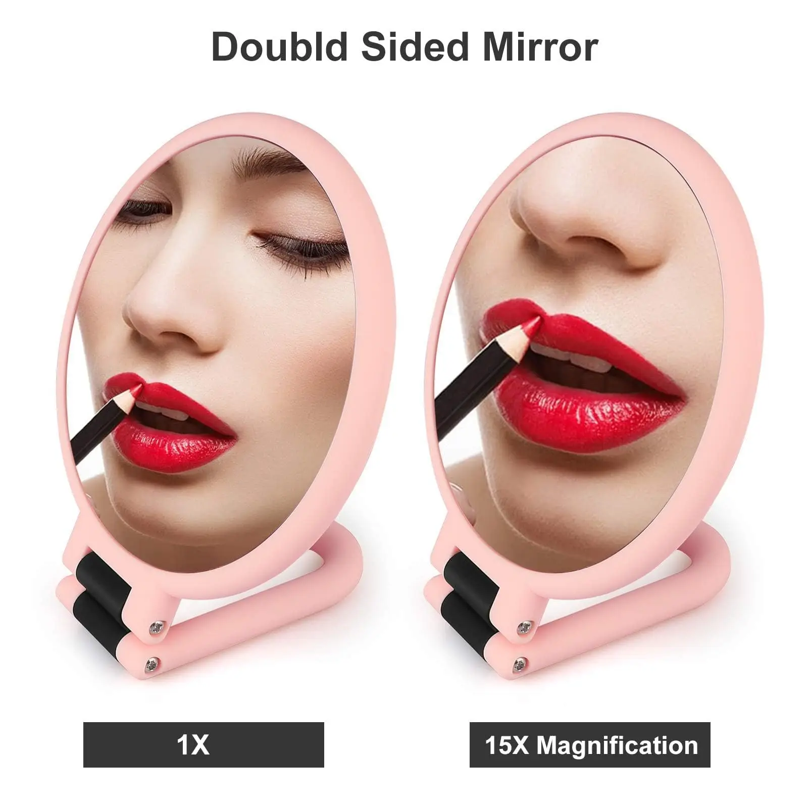 15x Magnifying Double Sided Makeup Mirror with 360&deg; Folding Handle for Travel