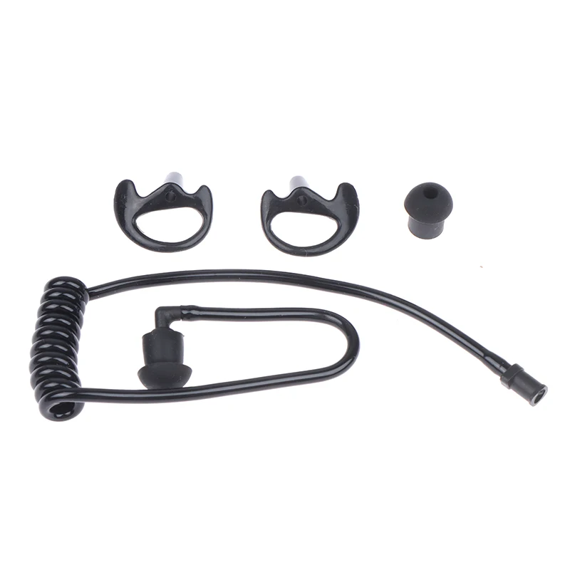 Black Spring Air Tube Replacement Walkie Talkie Earphone Coil Acoustic