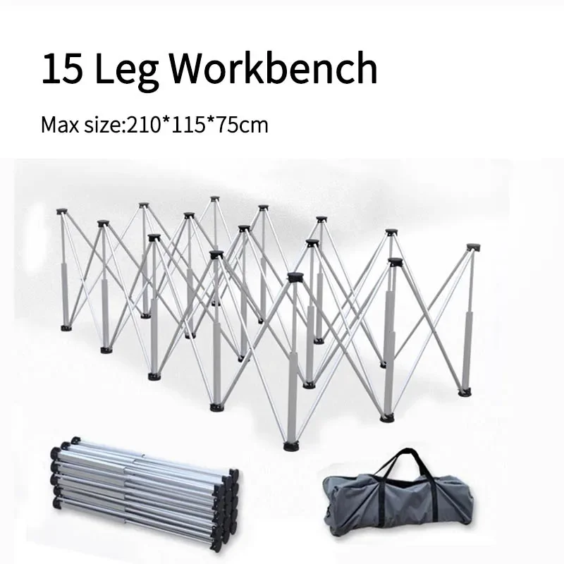 Складний верстак з нержавіючої сталі. Портативний робочий верстак. 15-нога опора. Швидкий телескопічний великий верстак із сумкою для транспортування.
