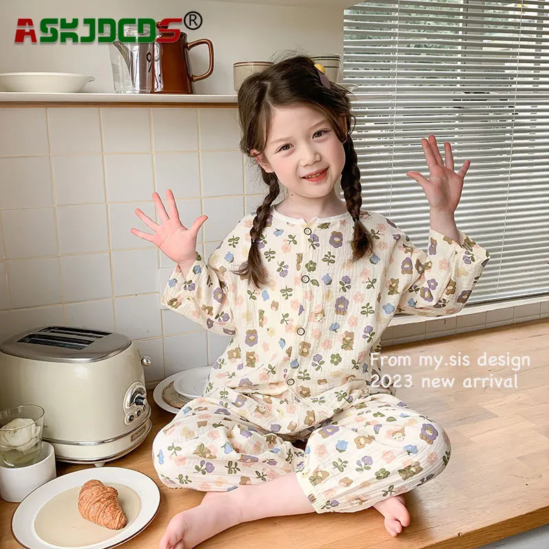 

2023 Autumn New In Children's Cartoon Print Homewear Set - Full Sleeve Top Shirts+pants for Girls and Boys Kids Baby 2pcs