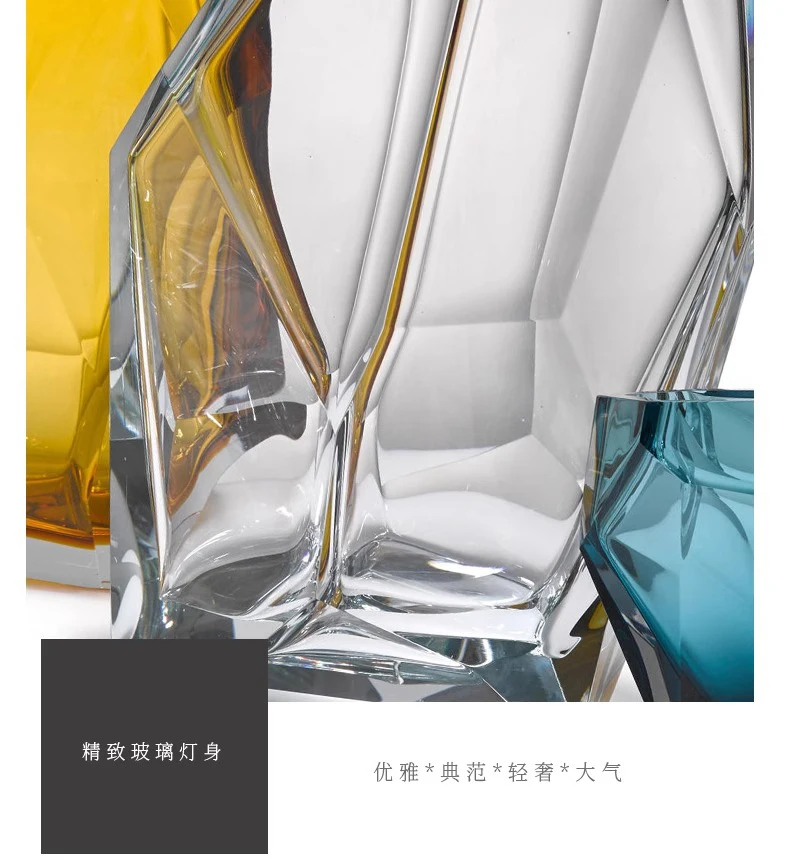 Description Picture 3 of itemModern Crystal Ice Pendant Light Restaurant Bedhead Shopping Mall Decor Hanging Chandelier Colorful Stone Glass Pendant Lamp