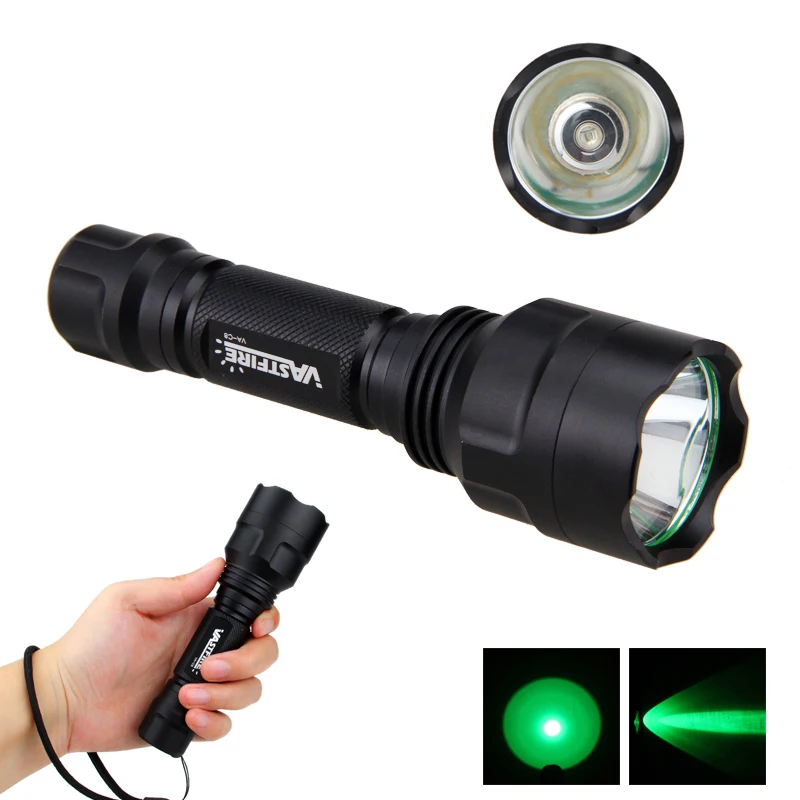 Description Picture 2 of itemC8 LED Flashlight White/Green/Red Hunting Rifle Lantern+Pressure Switch+Rail Scope Mount+18650+USB Charger