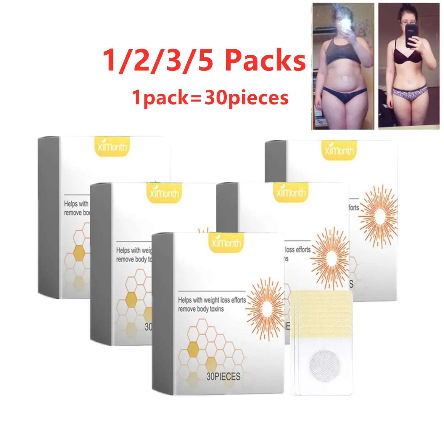 

1/2/3/5Packs Bee Lymphatic Drainage Slimming Patch Body Sculpting Belly Stickers Fat Burning Weight Loss Body Firming Waist Care