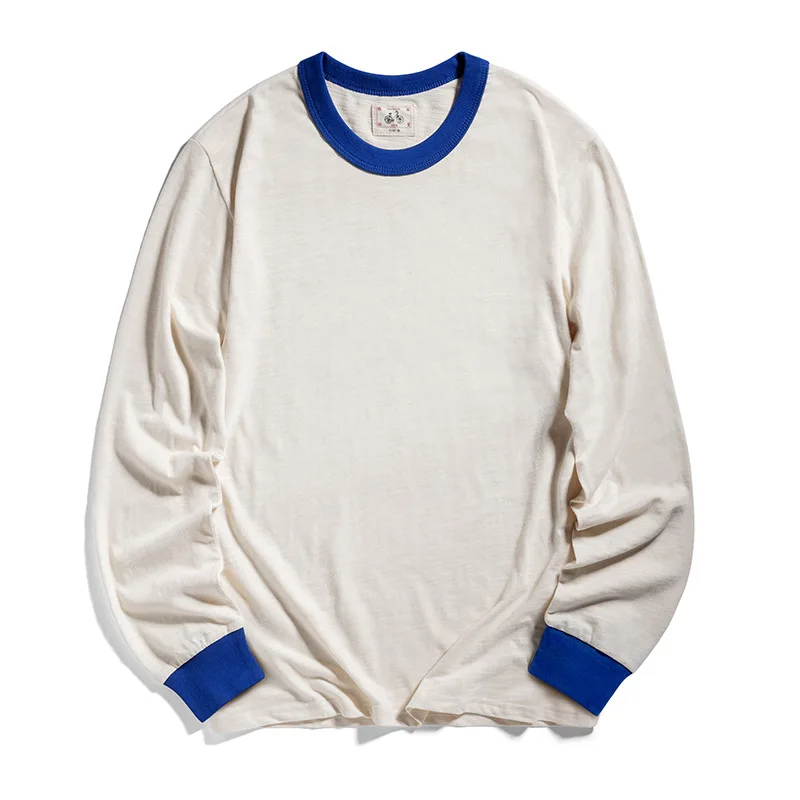 

Spring Autumn O-Neck Men's Long Sleeve T-shirt Fashion Patchwork Vintage Gym Breathable Pullover Casual Cozy Loose Daily Tops