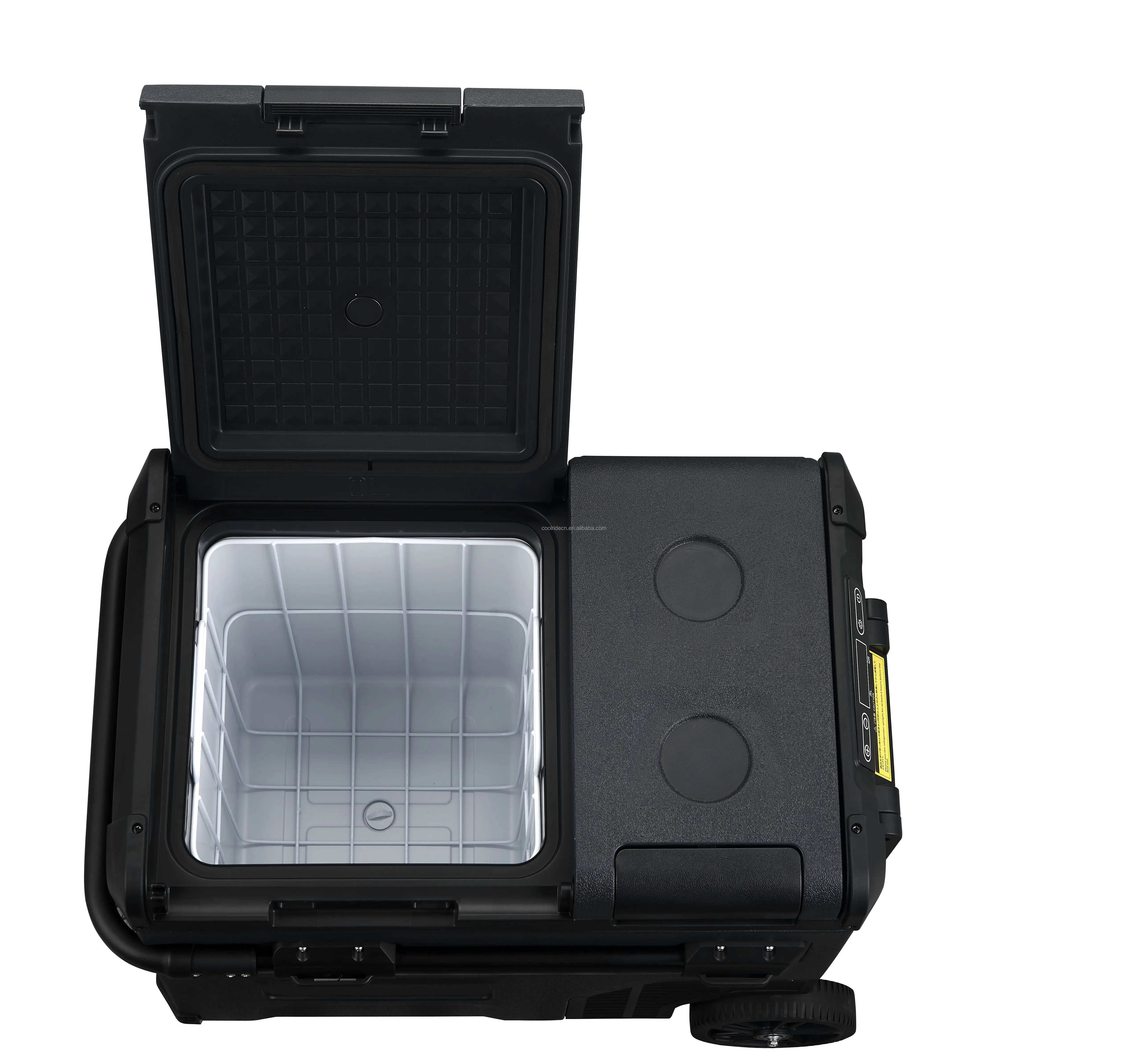 Built-in Batteries 55L Dual-zone Portable Fridge Eurotech Compressor 12V/24V With Trolley And Wheels