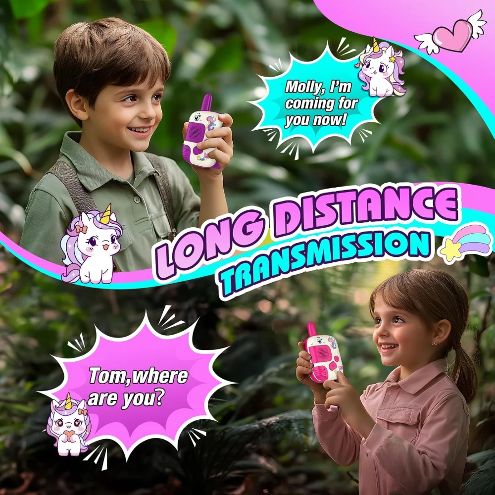 Walkie Talkies Toys for Kids, Children Wireless Transmission Pager, Outdoor Conversation Cartoon Toys, Christmas Gifts for Girls 3