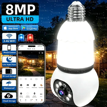 8MP E27 Bulb Lamp Camera LED Bulb Smart IP Surveillance Two-way Audio AI Auto Detect Wireless Surveillance Cameras WIFI Camera 1
