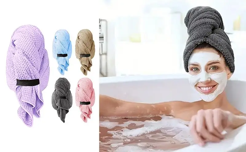 

Hair Towel Quick Dry Hair Quick Drying Microfiber Towels Turban Head Wrap Girls Ladies Towel Soft Hair Wrap Towels Shower Gadget