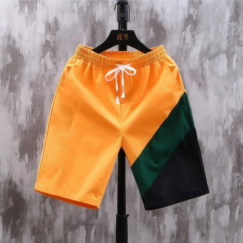 2023 Youth popular casual fashion straight Shorts Men wear color-matching beach pants thin quick-drying five-quarter pants