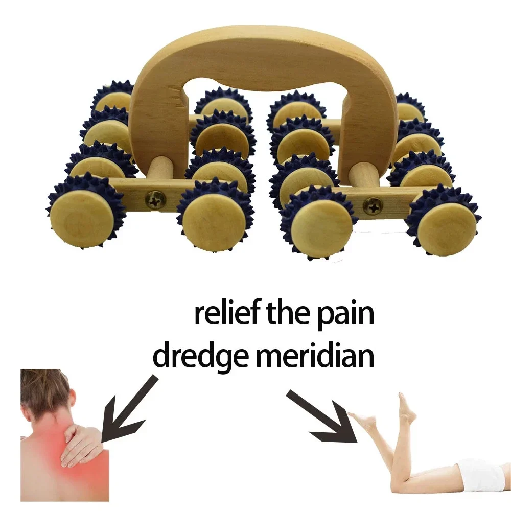 Manual Wooden Massage Roller Tool, Wood Back Massage Roller for Neck Leg Back Deep Tissue Muscle Relax Massage