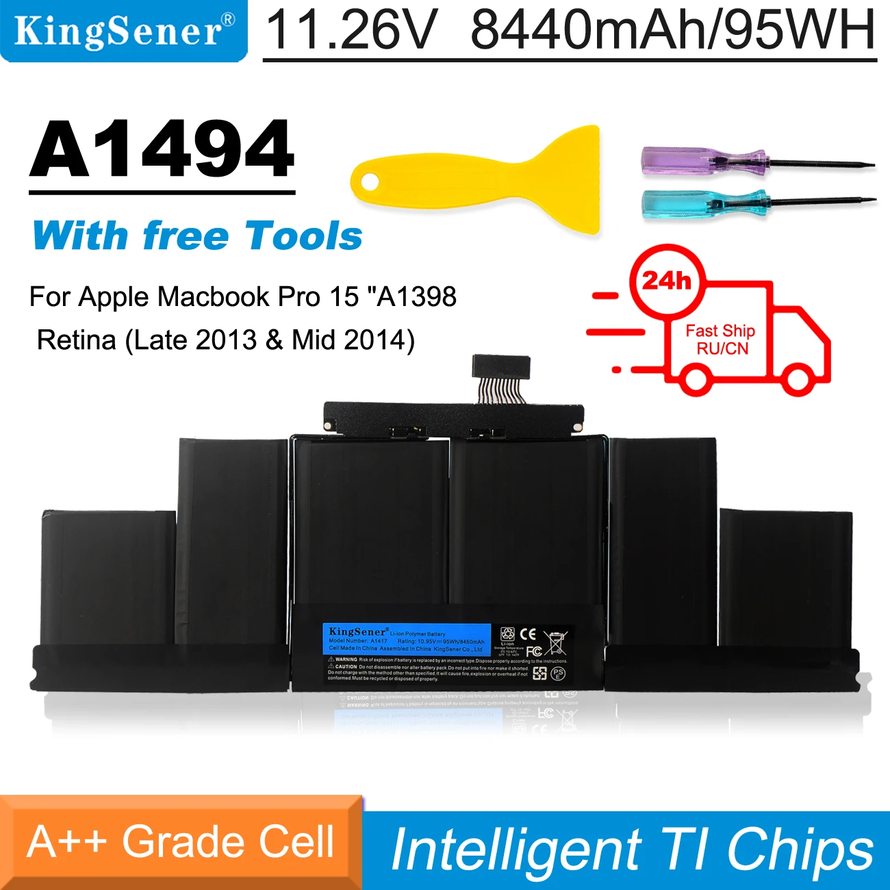 Kingsener-bateria do Portátil para Apple Macbook Pro A1494 A1417 15 em A1398 Retina 2012 2013 2014 Ferramentas Gratuitas 500 Mais Ciclos Navio Rápido