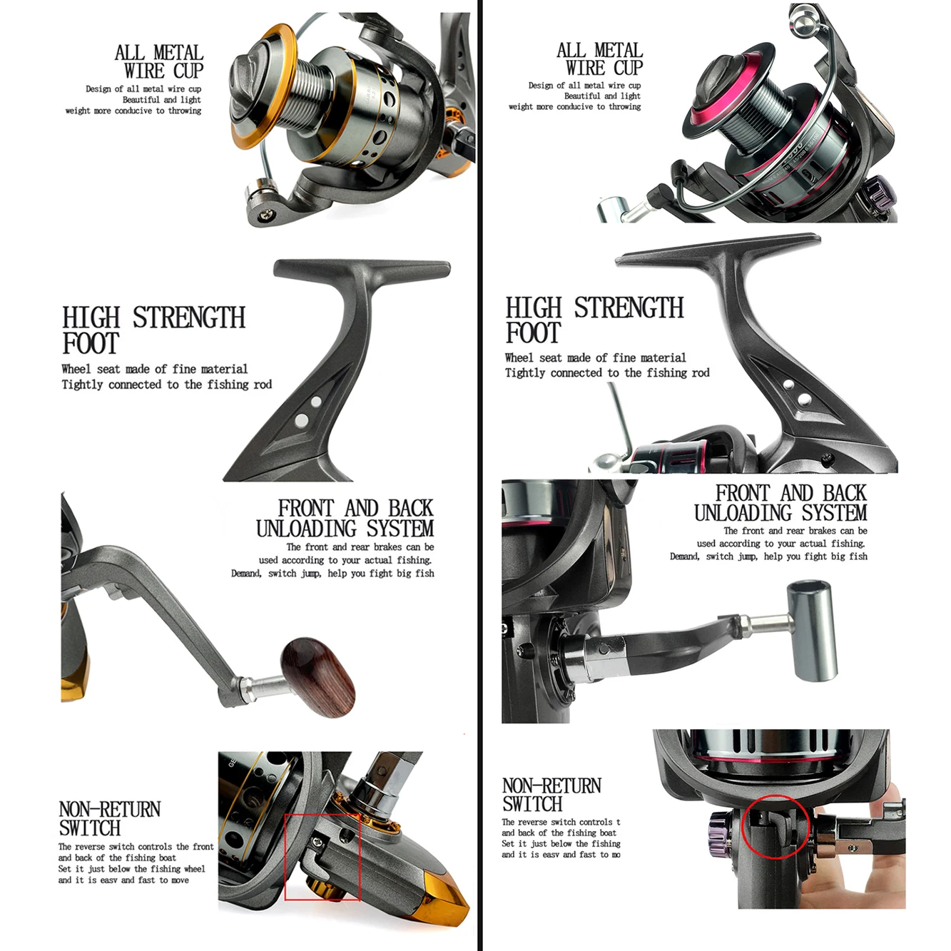 Metal Spool Spinning Fishing Reel 1000-7000 Series Fishing Wheel Drag Systerm 10kg Tackle Saltwater Freshwater