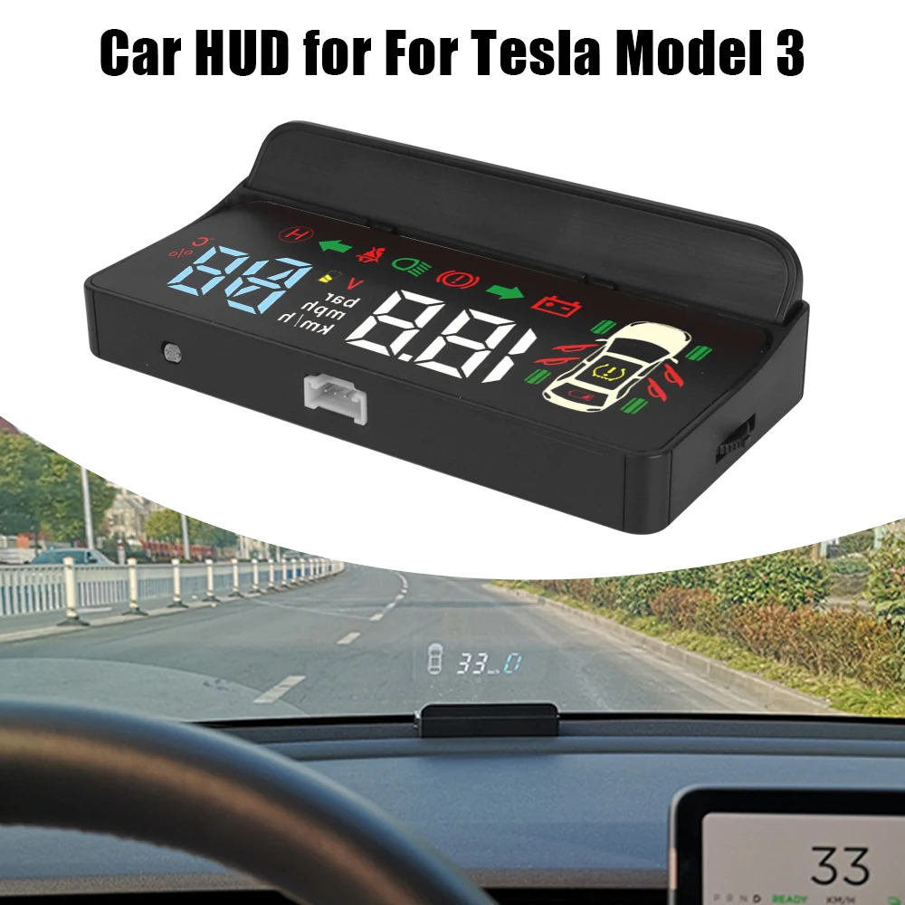 

12V Car HUD Head Up Display Windshield Projector Speedometer On Board Computer Diagnostic Set Auto Accessories For Tesla Model 3