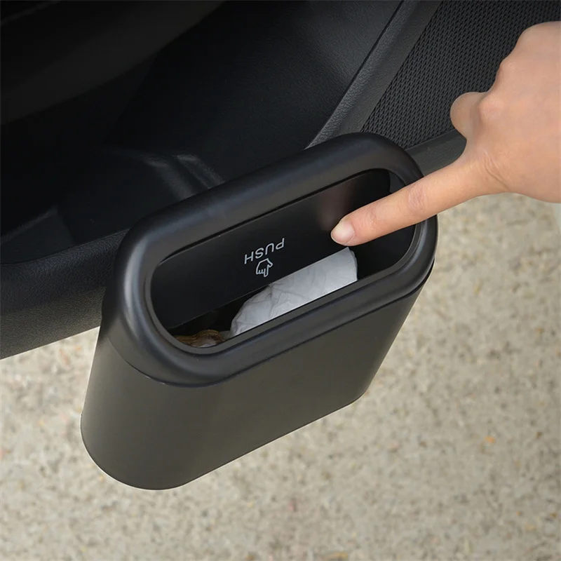 Hanging Car Trash Can Vehicle Garbage Dust Case Storage Box ABS Square Pressing Trash Bin Auto Interior Accessories car trash can