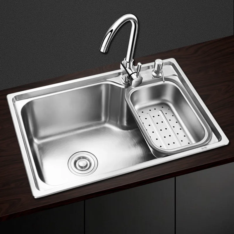 kitchen sink stainless steel Finished brushed single bowl sink kitchen above counter or undermount without faucet sinks