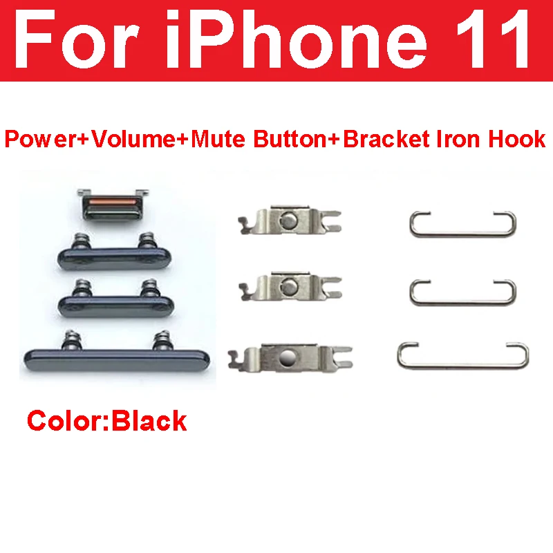 1 Set Power Volume Button For iPhone 11 11 Pro 11 Pro Max On OFF Power Volume Mute Button+Bracket Iron Hook Side Key Small Metal