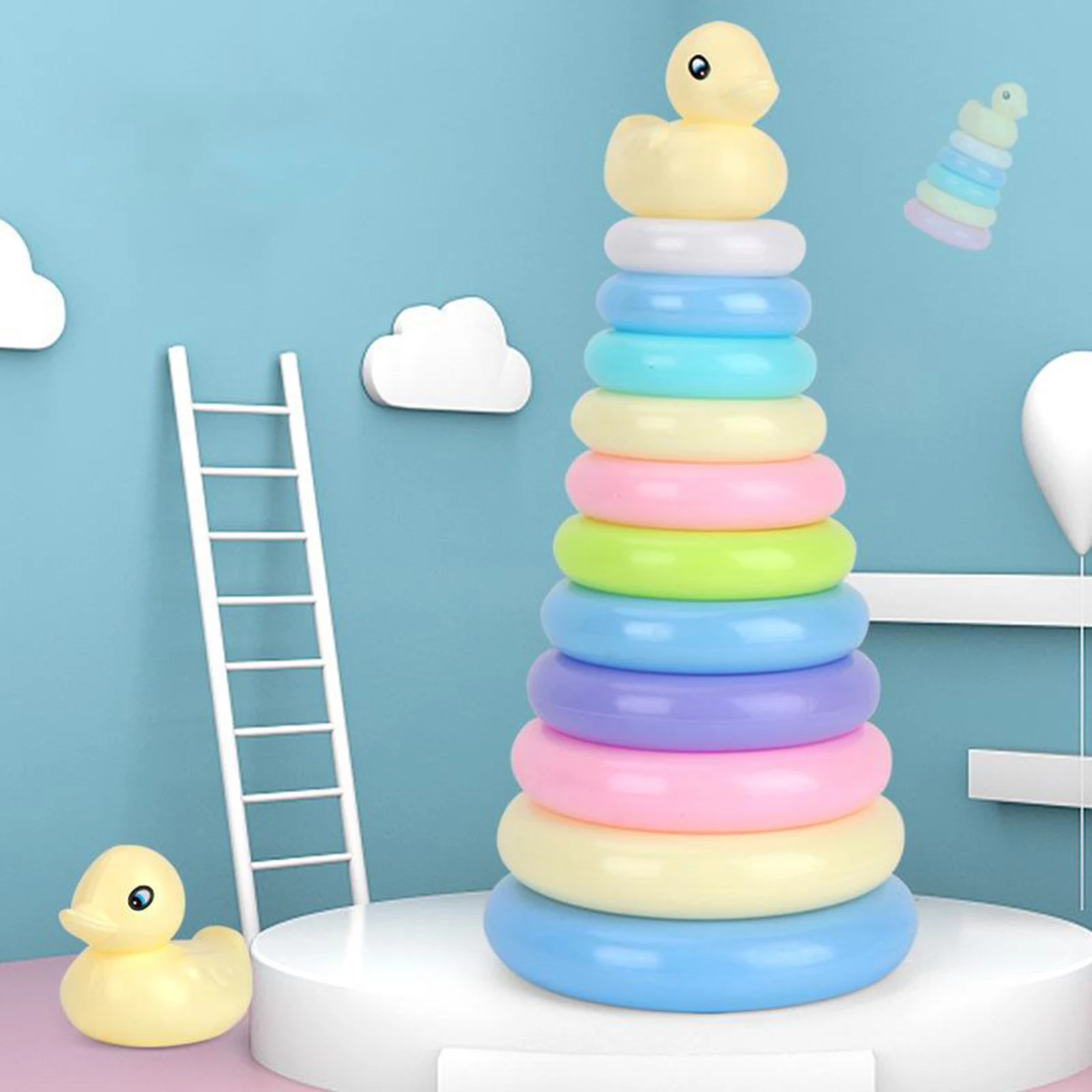 Montessori Rainbow Stacking Rings Toys Fun Activity Stack Up Stacker Early Childhood Education Puzzle Baby Toddler Toys