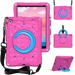 360 Rotatable Kids EVA Shockproof Tablet Case - Child Safe Protective Cover - iPad Air3 10.5 (RoseRed and Blue)