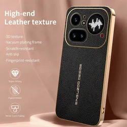 Lichee Pattern Fashion Phone Case - PC Hard Shell Protective Shockproof Back Cover with Plating Frame for Nothing Phone (4a) Pro (Black)