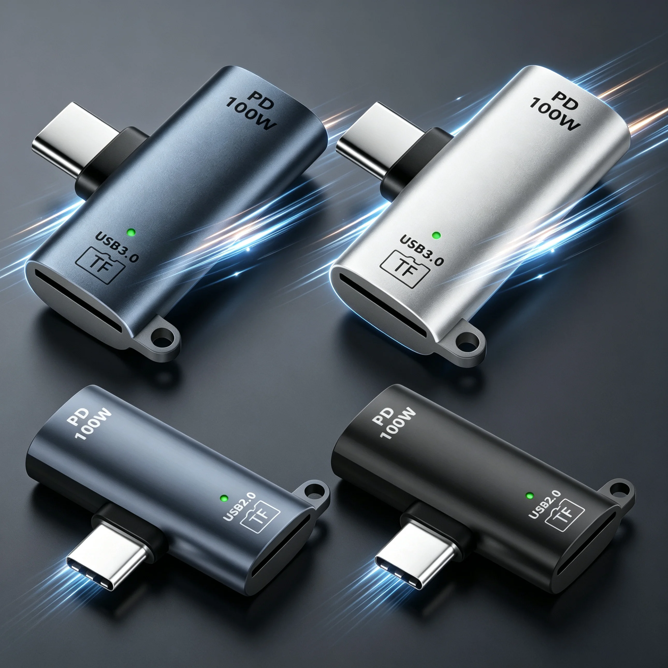 High-Speed TF Card to Type-C Reader with 100W Power Delivery and 2TB Support