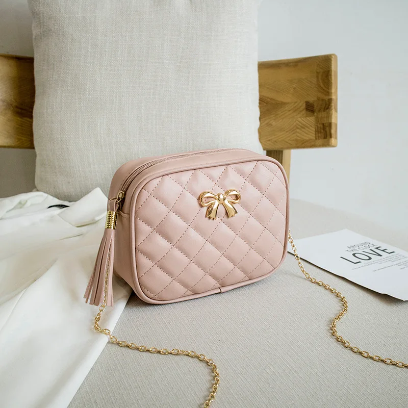 2021 Tassel Small Messenger Bag For Women Trend Lingge Embroidery Camera Female Shoulder Bag Fashion Chain Ladies Crossbody Bags 