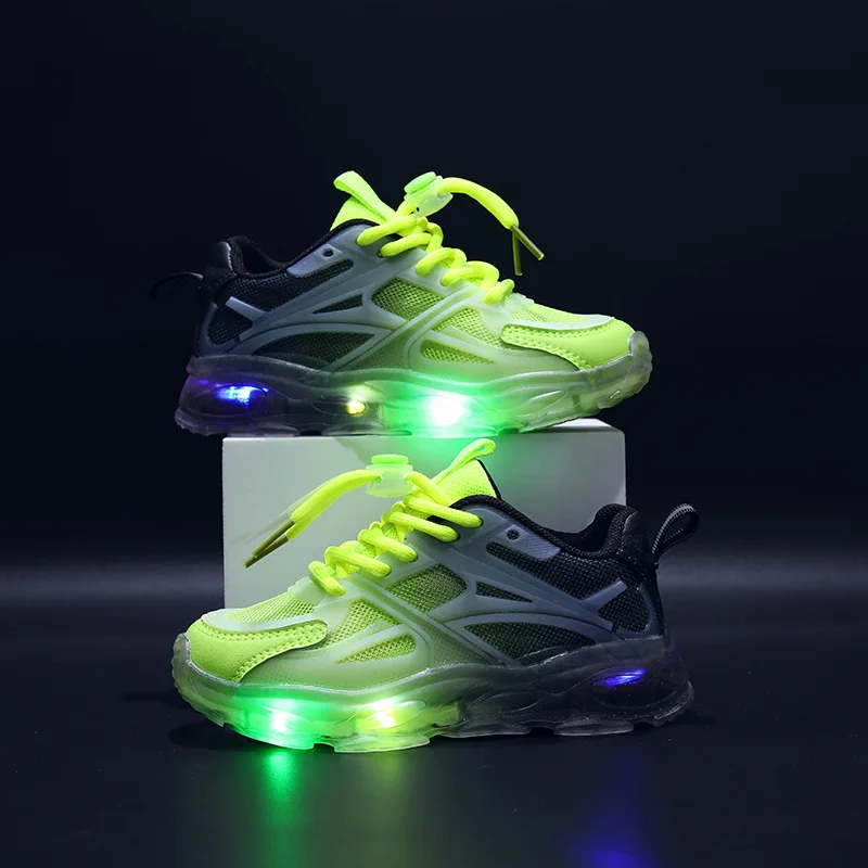 Summer Kid Sneakers New Fashion Light Up Boy Shoe Breathable