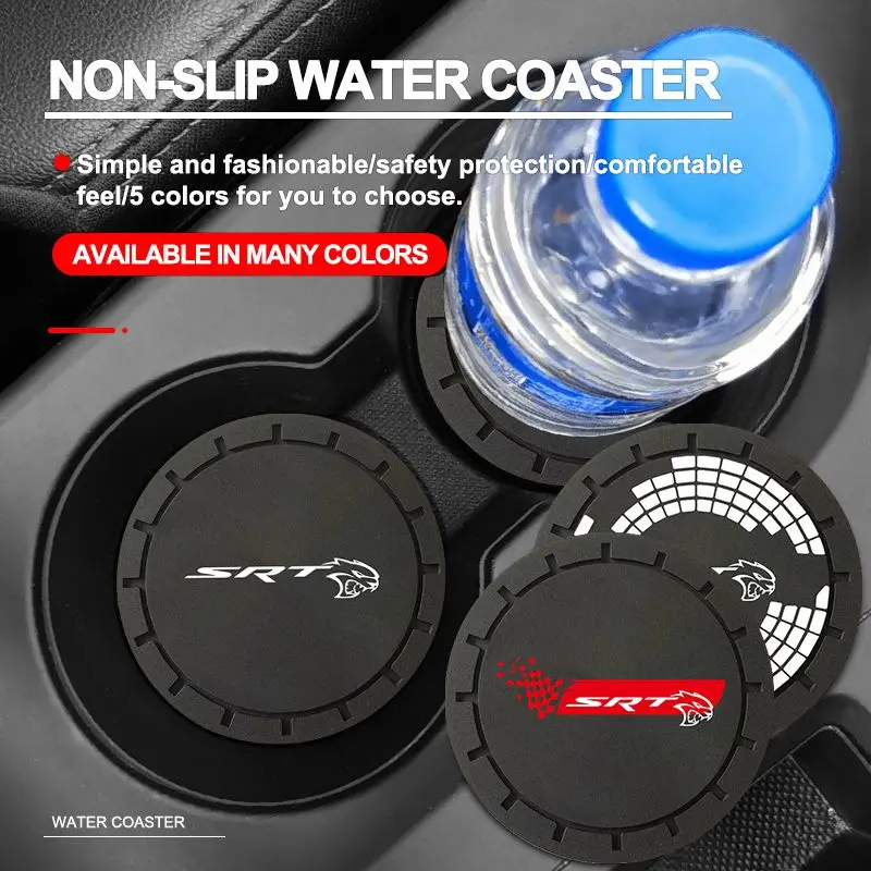 

Car Coaster Water Cup Non-Slip Silica Gel Pad Holder Mat For Dodge SRT 4 8 2021 Challenger Charger Durango Styling Accessories