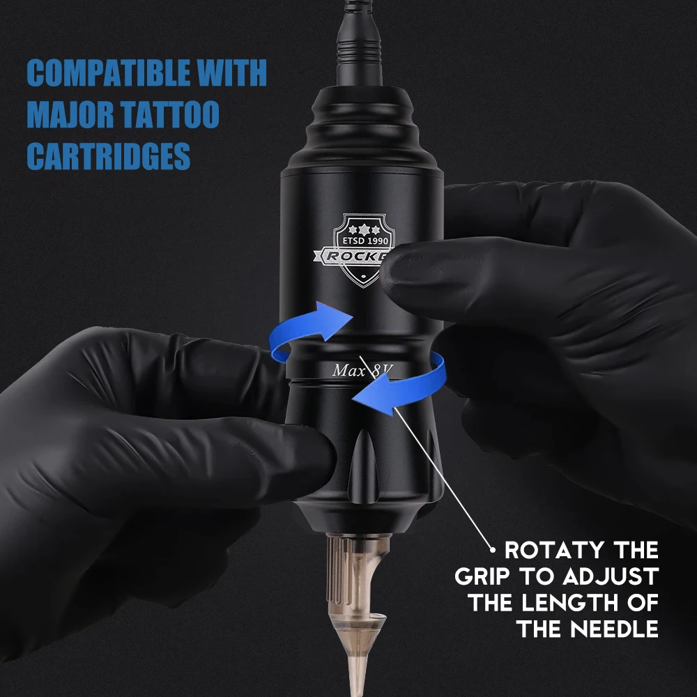 1pcs Professional Short Mini Rocket Tattoo Machine Set RCA Jack Automatic Rotary Stroke 3.5mm Permanent Makeup Tattoo Pen Kit