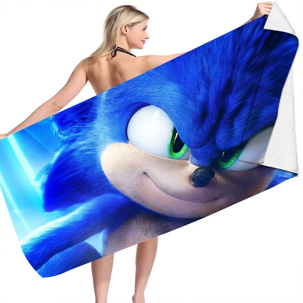 thumbnail image 1 of Toalla de baño de microfibra con estampado digital 3D de Anime Speed Sonic MANIA, para playa, 70 x 140 cm, regalo para bebés y niños, 1 of 5