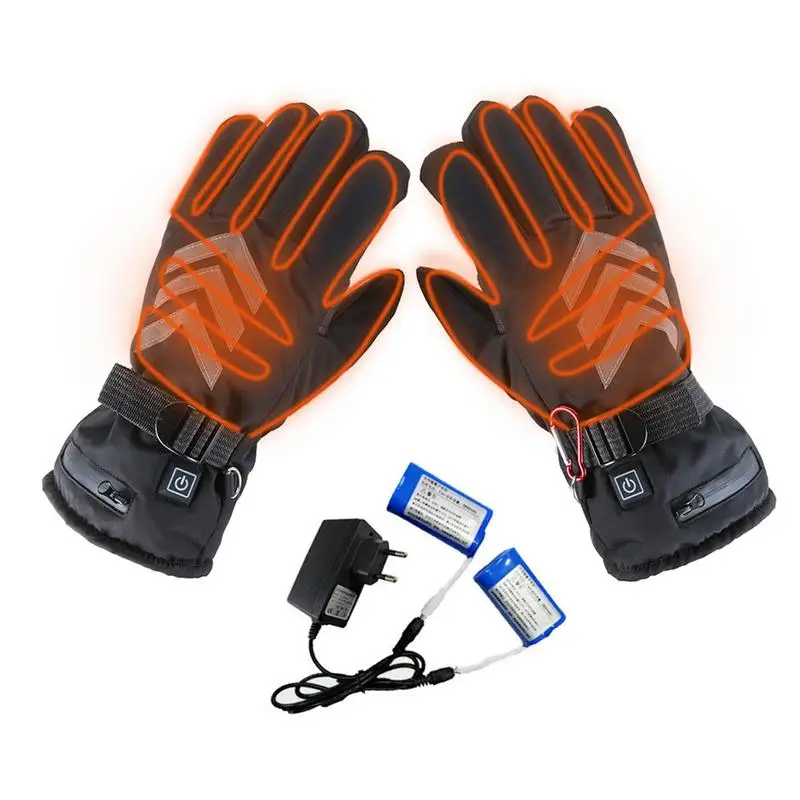 

Rechargeable Heated Gloves Waterproof Electric Insulated Night Reflective Back Motorcycle Skiing Gloves Warmer For Men Women
