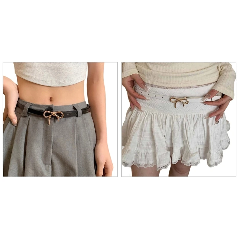 

Lovely Bowknot Buckle Waist Belt Adjustable Length PU Belt Hot Girl Women Waist Belt for Coat Skirts Jeans Durablity